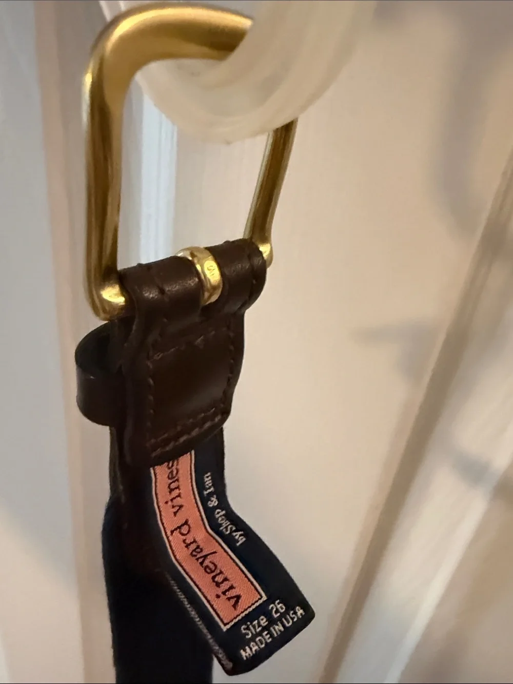 Vineyard Vines Christmas green and red belt with Brown Leather